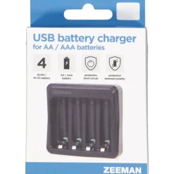 Zeeman Elektronica^USB-batterijlader - Zwart
